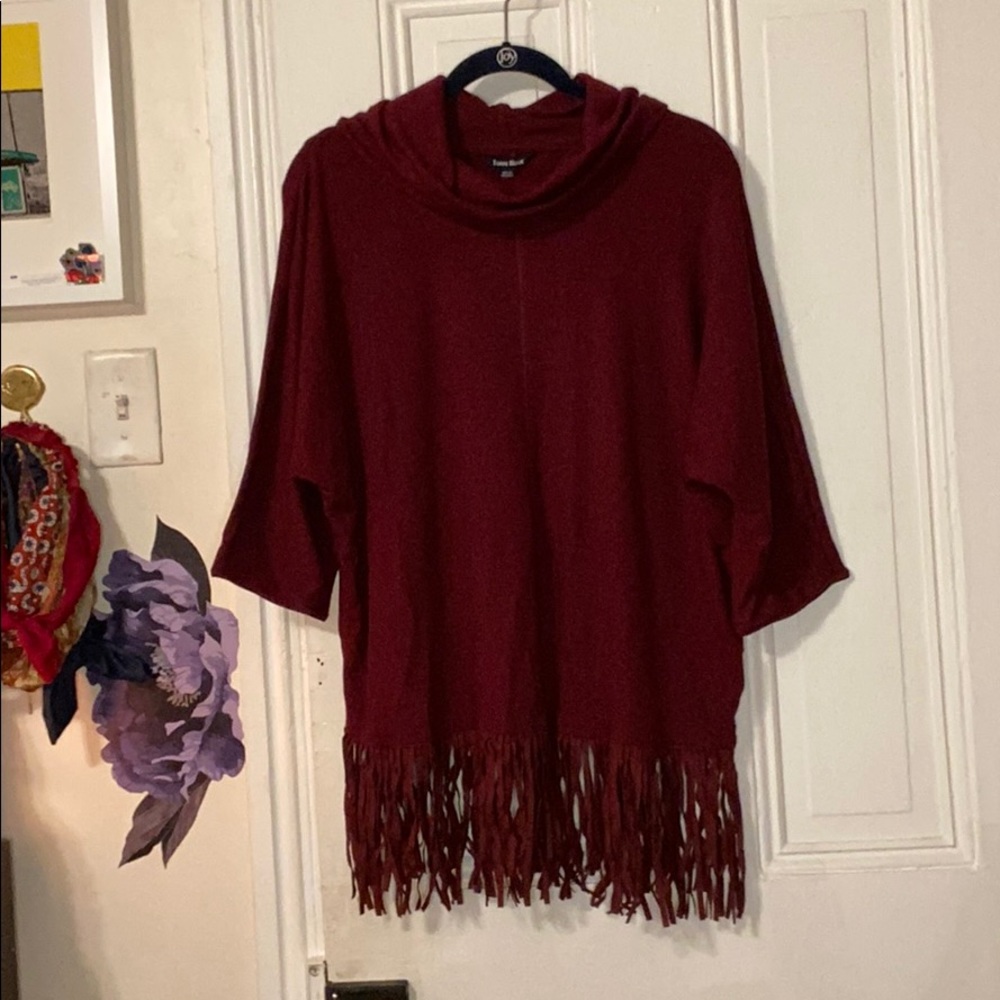 Terre Bleue maroon cowl neck flowy sweater
